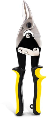 DOWELL 10 Inch Aviation Tin Snips Right, Heavy Duty Cut Metal Shears for Sheet Metal, Chrome Vanadium Steel Blade, Ideal for DIY Enthusiasts, Handymen and Industrial Repairs