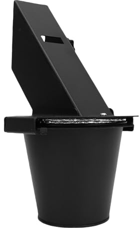 Fabater Secchio per Grasso per Affumicatore in Acciaio, Secchio Raccogligocce Rivestito con Vernice Resistente al Calore con Coperchio, Facile Manutenzione, 12 Sacchetti Inclusi