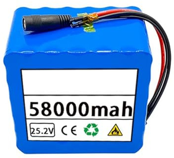 Batería De Scooter Eléctrico 24V Ebike Batería 58AH Batería De Patinete Eléctrico Hoverboard 6S6P Batería De Alta Potencia PVC Impermeable con Cargador XT90