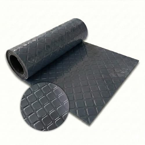Floordirekt Revêtement de sol en PVC antidérapant carré - Aspect sol industriel - Facile d'entretien et résistant - En rouleau avec découpe - Check Quadra gris foncé - 110 x 300 cm