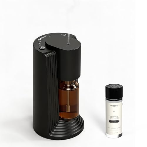 VOCOlinc Set iniziale per diffusore senza acqua con 20ml di olio profumato da hotel, nebulizzatore a batteria, 4 timer e 3 livelli di nebulizzazione di profumo per casa, auto e ufficio (Nero)