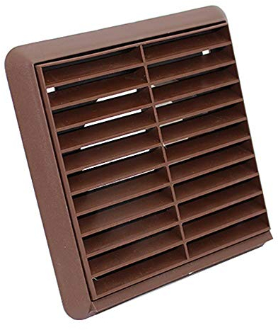 Kair Brown Louvred Grille 155mm External Dimension with Round 100mm - 4 inch Rear Spigot - Wall Ducting Air Vent