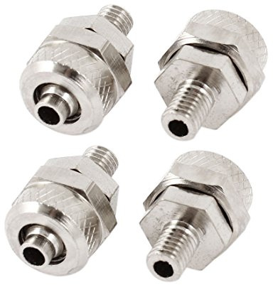 sourcing map 4Stk. 5mm Gewinde Pneumatik Luftschlauch Schnellwechsler de | Metall, 6mm, Schlauch OD