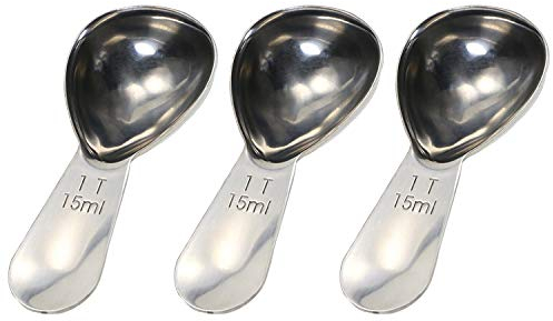 Tupalizy 3PCS Stainless Steel Coffee Scoop for Ground Coffee Beans Short Handle 1 Tablespoon Measuring Spoon for Loose Tea Sugar Canisters Peanut Butter Oil Baking Salad Dressing Kitchen Tools, 15ML