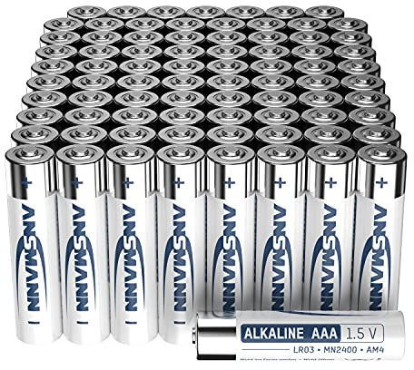Ansmann Batterien AAA Alkaline Größe LR03 - AAA Batterie (80 Stück Vorratspack) ideal für Alltagsgeräte wie Küchenwaage, Fernbedienung, Wanduhr, Spiel, Design kann abweichen, 1521-0030-800, 80er Pack