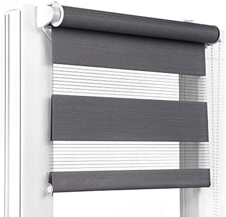 Fenster DEKOR - Rollos für Fenster Dunkelgrau - Klemmfix Rollo ohne Bohren B90 x H120 cm - Doppelrollo mit Einer Breiten Auswahl an Größen und Farben - Blickdichte Rollos, einfach zu montieren