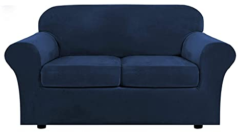WYJHNLBEDC 3 Stück Sofa/Couch überzug, Elastischer Stretch Sofabezug überwurf aus Dicke Samt für Sofa 2 Sitzer, Sofaschutz Hund Kratzschutz Katze, Sofaschoner Sitzfläche, 2 Sitzkissenbezug