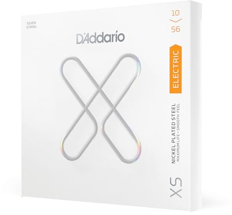 Cordes de guitare D'Addario - XS cordes de guitare électrique avec revêtement - Durée de vie prolongée pour guitares 7 cordes - XSE1056 - Régulier léger, 10-56 - 1 jeu