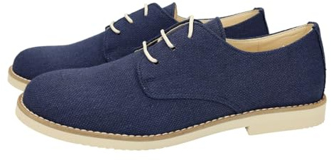 YOWAS 20344 Esparteñas de niño para comunion, en Color Azul Marino, Plantilla de Piel y Cordones para Ajustar, Hechas en España NIÑO Zapato COMUNIÓN Marino 36
