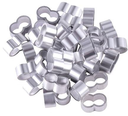 TIOMIOSEA Professional Rope Clamp, Pack of 70, 6.5 mm x 7 mm Press Clamps, Double Sleeves, Clamping Sleeves, Choke Clamps Made of Aluminium Rope for Rubber Rope, Expander Rope, Tarpaulin Rope, Wire