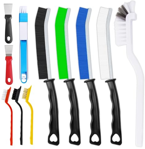 Crevice Cleaning Brush, Thin Hard Bristle Crevice Cleaning Tool Supplies for Tight Place, 11Pcs Small Household Use Cleaning Set for Kitchen, Gout, Gap, Corner, Window Track, Cup, Teapot, Bottle