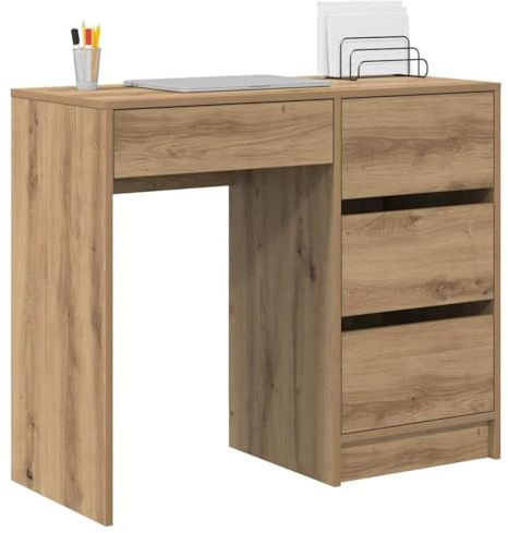 vidaXL Escritorio con cajón Roble Artesanal 90 x 37.5 x 75 cm, Escritorio Moderno, Resistente para computadora, Escritura, Oficina Minimalista, Espacio con estantes