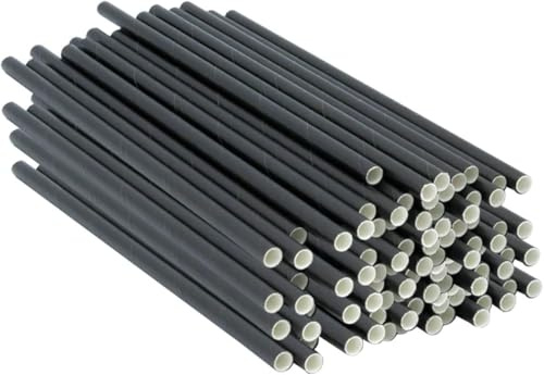 ECONX X 500 Black Paper Straws 8 Inch - Eco-Friendly, Biodegradable & Compostable - Durable Paper Drinking Straws for Parties, Cocktails, Coffee, Tumblers, Hot & Cold Drinks Sip Stirrers