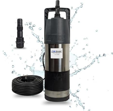 Pompa sommergibile per cisterna, con 1,2 kw, 145 l/min. max. 4,5 bar, interruttore galleggiante per acqua piovana, cisterna