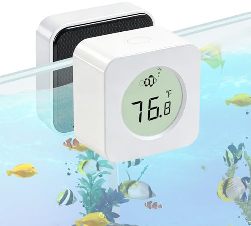 Oasirep Nano Aquarium Magnetic Algae Scraper, Built-in High Accuracy Digital Aquarium Thermometer, 2 in 1 Fish Tank Glass Cleaner Tool for 1-30 Gallons Glass Tank