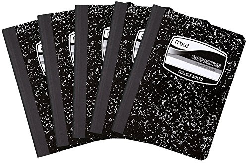 Mead Composition Books/Notebooks, College Ruled Paper, 100 Sheets, 5 Pack (72930)