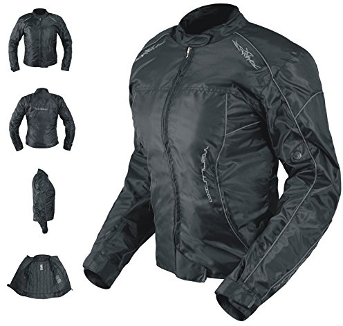 Damjacka motorcykel dam tyg CE skydd termisk avtagbar skoterjacka, Svart, XXL