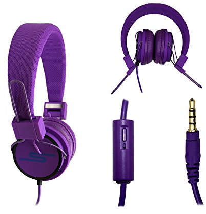 PH26 Casque Audio stéréo Violet Extra-Bass Clear Sound avec Fonction Micro + télécommande pour Bouygues Telecom Ultym 5.2 by