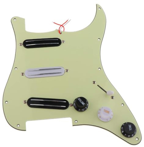 Alnicov SSS 11 Loch Strat Gitarre Loaded Pickguard Vorverdrahtete Kratzplatte für E-Gitarre milchig mit 3 Doppelschienen-Humbucker-Tonabnehmer Hellcyan