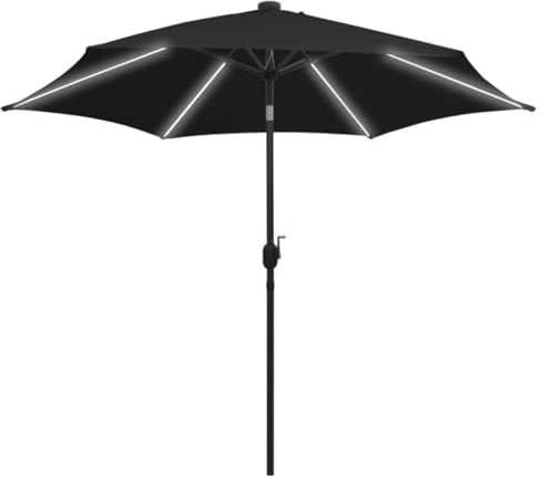 vidaXL Sonnenschirm mit LED-Leuchten Aluminium-Mast Ampelschirm Marktschirm Gartenschirm Balkonschirm Terrassenschirm Schirm 300cm Schwarz