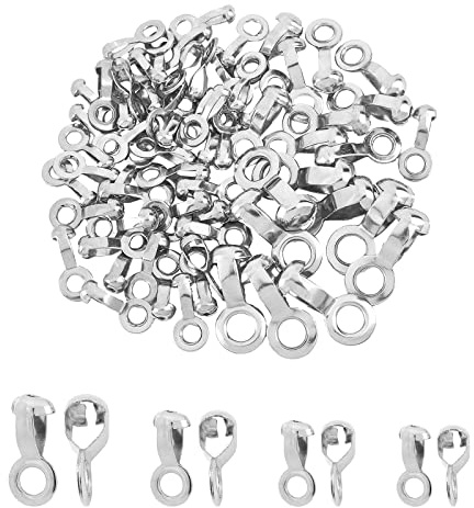 NBEADS 4 Sizes 70 Pcs Ball Chain Loop Connectors, Fit for 2.4mm/3mm/4.5mm/6mm Real 304 Stainless Steel Ball Chain Fan Pull Loop Connectors Jewelry Clasp Findings