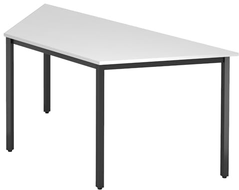 bümö Multifunktionstisch weiß, Tisch 160 x 69 cm, Tischfuß vierkant schwarz - Tisch Trapez, Besprechungstisch System D-Serie, Konferenztisch, Meetingtisch, Mehrzwecktisch, Pausentisch
