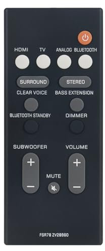 Télécommande de Remplacement AULCMEET FSR78-ZV28960 Compatible avec Le système de Son Surround sans Fil Yamaha Soundbar ATS-1070 YAS-207 ATS-1060 YAS-107 YAS-CU207 YAS-106 NS-WSW42 ATS-2070