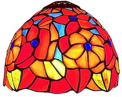 BOTOWI Abat-Jour Tiffany 8 Pouces de Large Accessoires de Remplacement, Seulement 20 cm vitrail Abat-Jour, Couverture de lumière Vintage pour Lampe de Table Suspension Lampe de Chevet,Orange