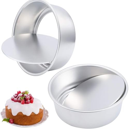 2 Pack 6 and 8-Inch Cake Tin Non-Stick Deep Aluminum Round Cake Deep Baking Tin with Removable Bottom Cake Baking Pan Cake Mould Tin for Baking/Wedding/Birthday/Christmas Party