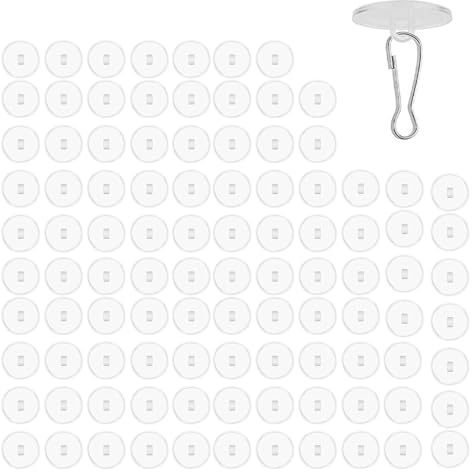 CHSEROK Ganci Soffitto Adesivi, 100 Pezzi 3 cm Ganci Autoadesivi per Soffitto, Rotondo Trasparente Gancetti Adesivi, Gancio da Soffitto Multifunzione, per Finestre, Soffitti e Interni Auto