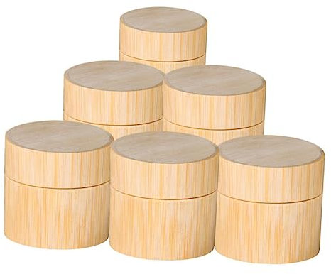 FRCOLOR 6pcs Pots Cosmétiques en Bambou 5g Légers pour Crèmes et Lotions Usage Intérieur et Extérieur