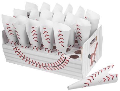Garneck 30pièces Cônes Papier Pour Collations Popcorn Et Charcuterie Accessoires De Fête Pour Anniversaires Événements Et Soirées Cinéma Thème Baseball