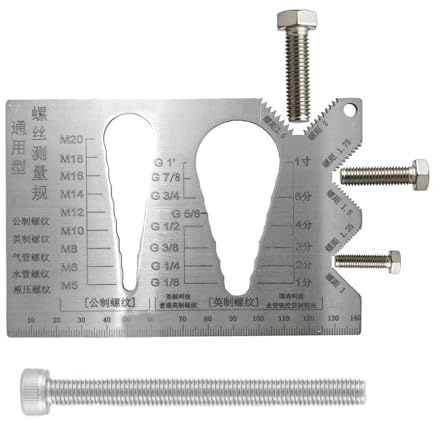 laxreheye Utensile filettato - Strumento di misurazione del bullone | Misuratore di filettatura metrico per la costruzione domestica meccanica automobilistica ingegneria meccanica meccanica