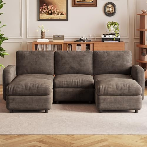 Modulares Cloud Sofa – Weiches Sofa & Couch, bequemes Sitzmöbel mit modernem Design, vielseitig kombinierbar, hochwertiger Stoff, gemütliche Sitzgelegenheit (5 Sitzplätze (3 Sitze und 2 Ottomanen))