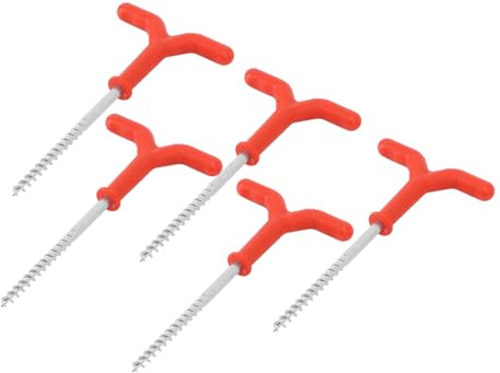 ERYUE 5 Stück Eisfischen-Zelthering, Rot, 18,5 cm Lang, ABS-Eisen, Schnelle Zeltbefestigung, Eishering-Bohrer