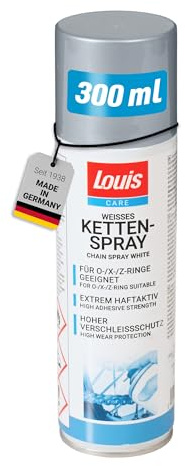 Louis Care Kettenspray Weiß 300ml – Hochwertiges Kettenfett für Motorrad und Fahrrad, Schmiermittel für Kette und Kettenpflege, Weißes Spray mit Starker Haftung, Schutz vor Verschleiß und Korrosion