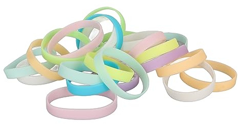 Ycauty Färgglada elastiska silikonarmband, bekväma för barn och vuxna, lysande festarmband, 24 st