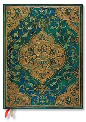 Turquoise Chronicles (Turquoise Chronicles) Ultra Vertical 12-month Dayplanner 2024 (Elastic Band Closure)