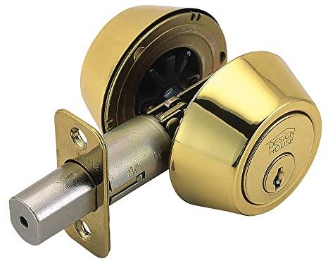 Design House 782771 Double Cylinder 2-Way Adjustable Deadbolt, Polished Brass