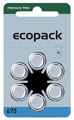 6 Varta ecopack 675 im Blister Hörgeräte Hörgerätebatterien batterien PR44 1.4V