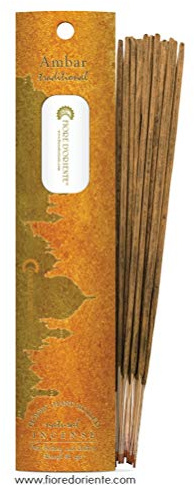 Ambra Incenso Tradizionale, Bastoncini, Naturale, Incensi, Profumo Ambiente, Traditional incense 10sticks 20gr - 100% Natural Products - Fiore D'Oriente