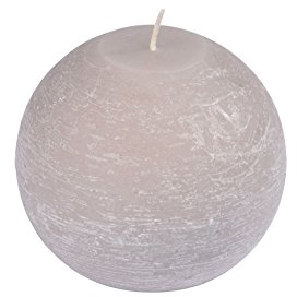 Homéa, Bougie Boule Ø10 x H9 cm Rustique Lin, Taupe