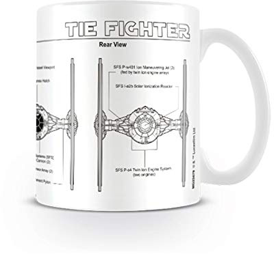 Star Wars Pyramid International (Tie Fighter Sketch) Official Boxed Ceramic Coffee/Tea Mug, 11 oz, Multi-Colour, 315 ml