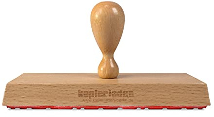 Großer Holzstempel 14x5 cm mit eigenem Text und Logo personalisieren - Stempel selbst gestalten mit eigenen Motiven - optional mit Stempelkissen