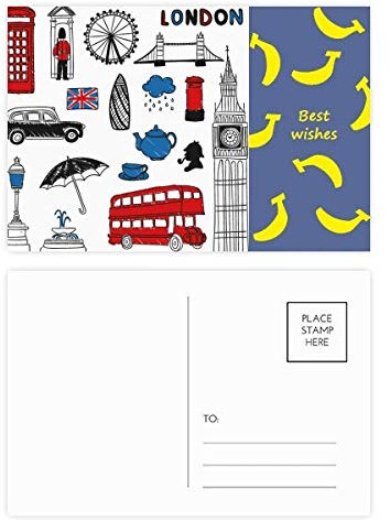 London Big Ben Booth Regenbriefkasten, Bananenpostkarten-Set, Danksagungskarte, Postkarte, 20 Stück