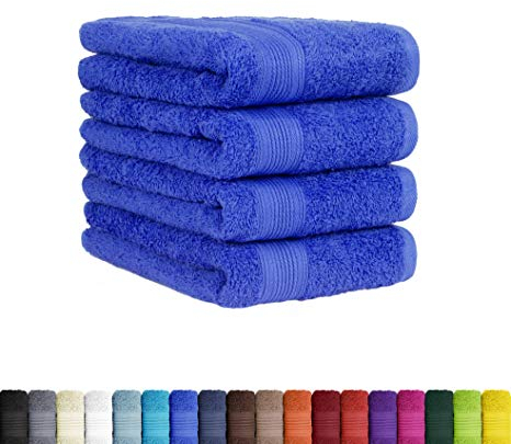 BaSaTex Frottier Handtücher Set aus weicher Baumwolle - 50x100 cm - 100% Baumwolle Öko-Tex Made in Green Zertifiziert | 4X Handtuch in Royal Blau