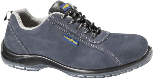 Goodyear Zapatos de Seguridad S1P de Gamuza Azul, Zapatos de Trabajo Talla 41