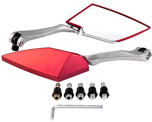 specchietti moto barracuda rossi + Specchio retrovisore, specchietto retrovisore per moto di lusso in lega di alluminio rosso(Rosso)