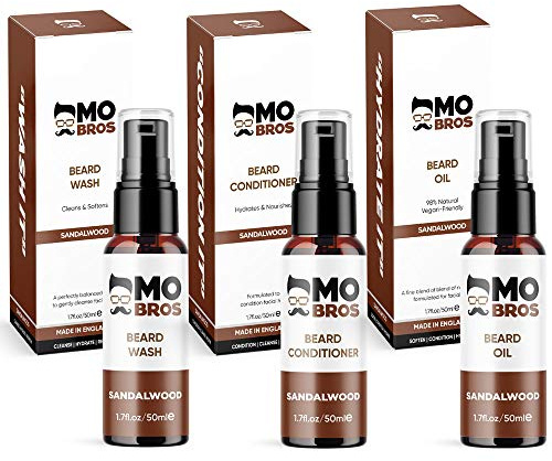 Nettoyant pour barbe, après-shampoing et huile | Nettoie | adoucit la barbe | Hydrate | 50 ml (bois de santal)