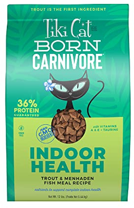 Tiki Cat Born Carnivore Dry Cat Food, Trout & Menhaden Fish Meal, 12 lb Bag